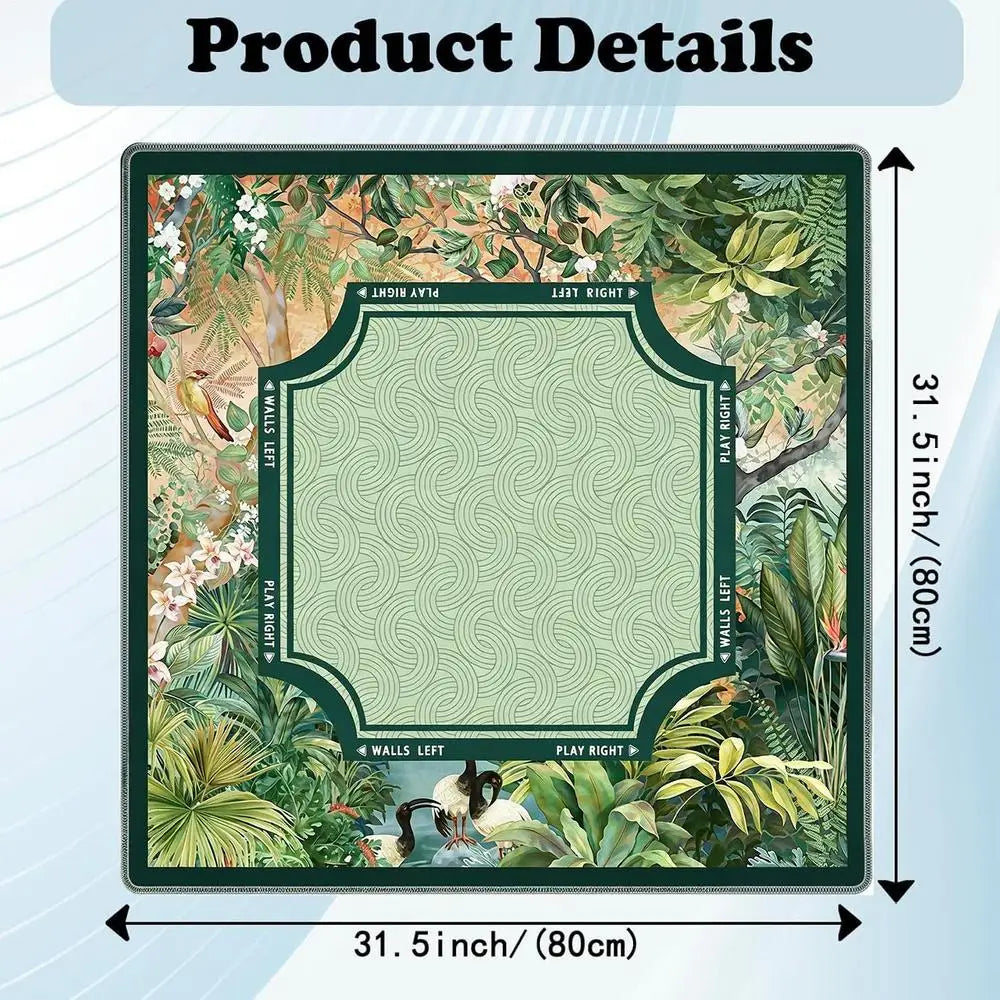 80*80cm Mahjong Mat Tropical Plants Vintage Design Anti-Slip Poker Card Table Cover For Tile Games Home Dorm Living Room Decor Peaceful Pleasures Health and Wellness A