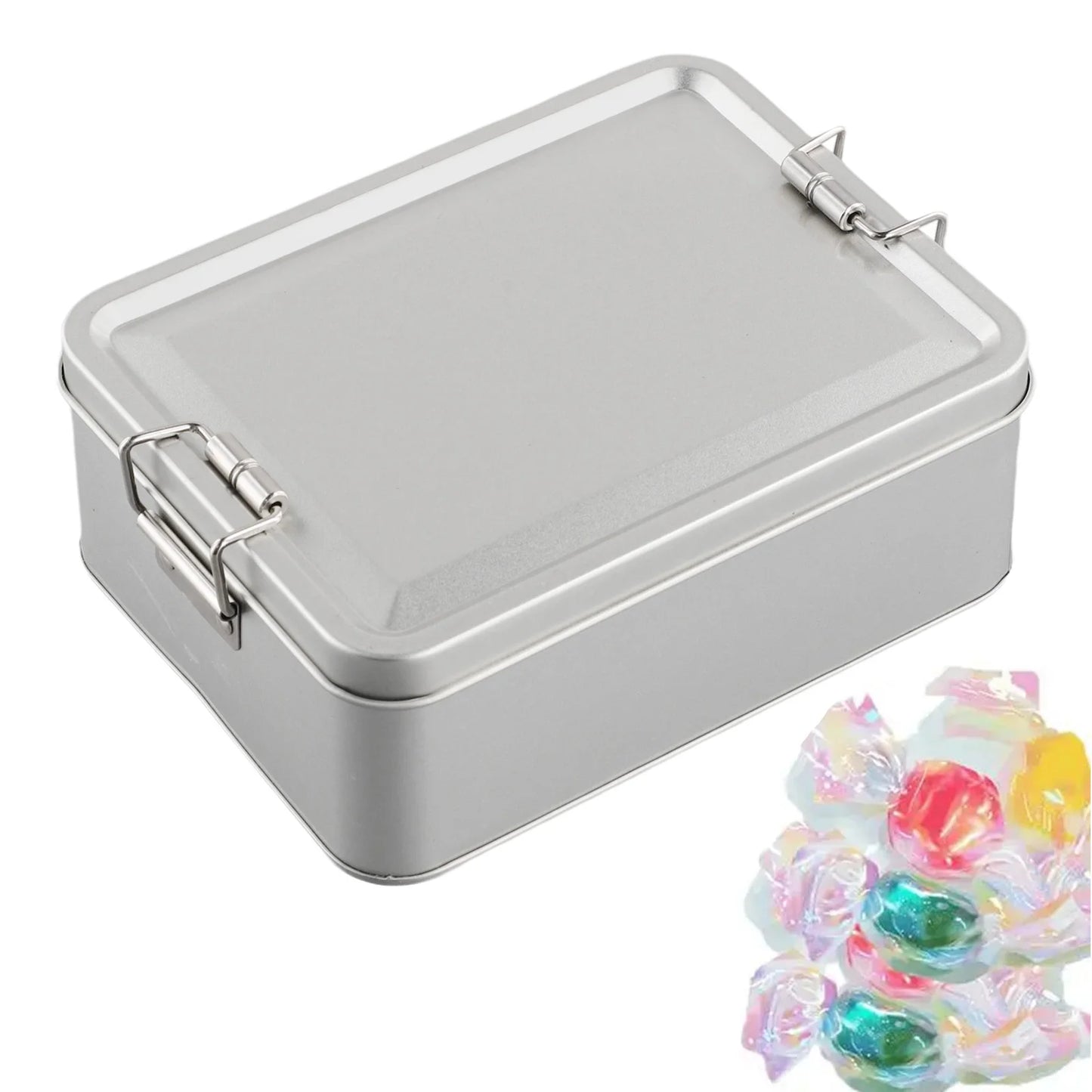 Tinplate Box Metal Storage Tins Tea Container Rectangular W Lids