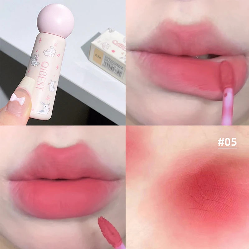 QIBEST Cute Velvet Matte Lip Mud Waterproof Non-stick Lip Stain Long Lasting Highly Pigmented Lipstick Tint Korean Cosmetics Peaceful Pleasures Health and Wellness 05
