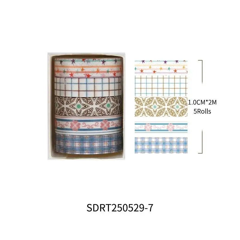 5-Pack Cherry Star Cartoon Washi Tape for Journals & Planners