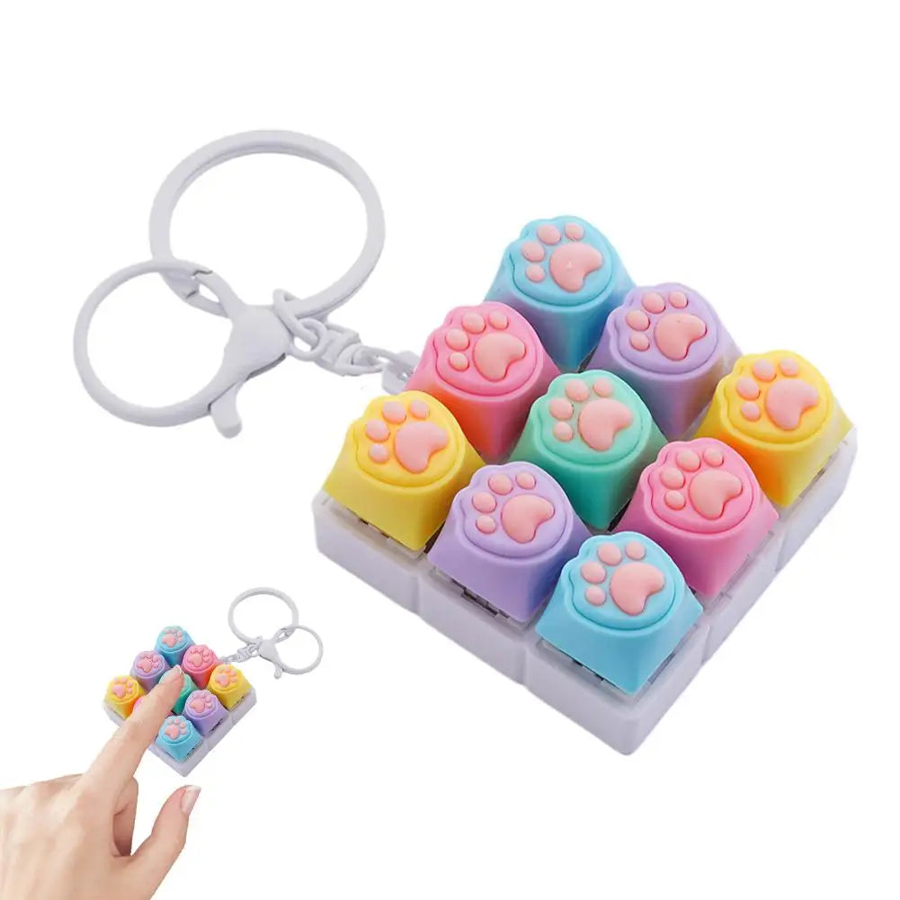 Cat's Paw Silent Keyboard Fidget Keychain – 9-Key Clicker