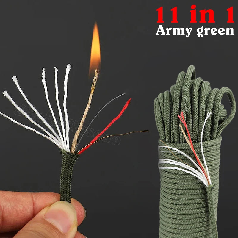 6 kindling 550 33-100FT 10-core paracord 4mm outdoor Camping Survival tool fit PE fire rope fishing cotton line Parachute Hiking Peaceful Pleasures Health and Wellness Army Green 100FT