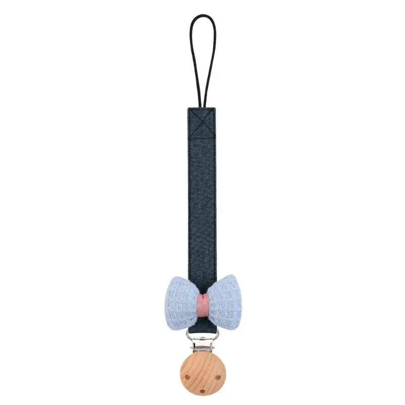 Baby Pacifier Holder Chain with Wooden Clip | Cotton Lanyard