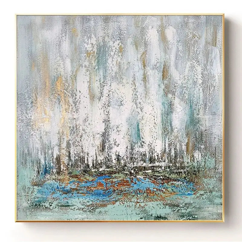 Modern Abstract Sea Scenery Wall Picture Handmade Oil Painting On Canvas Art Hanging Poster For Home Decor Living Room Bedroom Peaceful Pleasures Health and Wellness no frame 80cmx80cm
