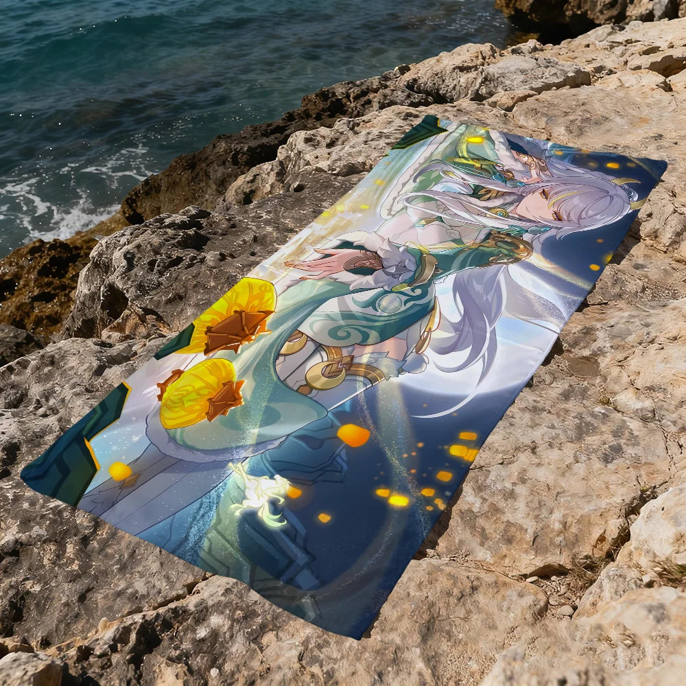Genshin Impact Zibai Quick-Dry Beach Towel | Multi-Size Quick-Dry Beach Towel Peaceful Pleasures Health and Wellness
