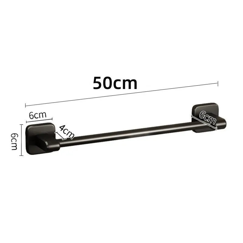 Self-Adhesive No-Drill Towel Bar | Wall-Mount Rack White & Black