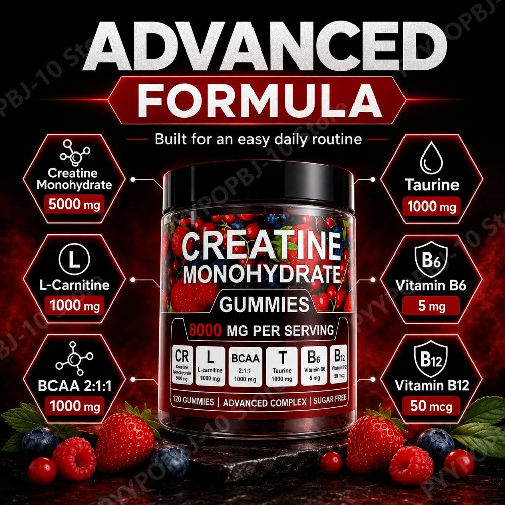 Sugar-Free Creatine Monohydrate Gummies 8000mg + Vitamins