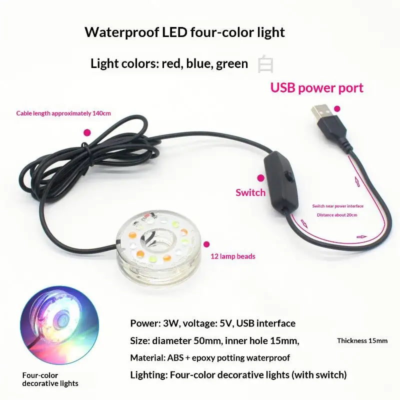 USB LED Submersible Aquarium Light – Colorful Waterproof Lamp