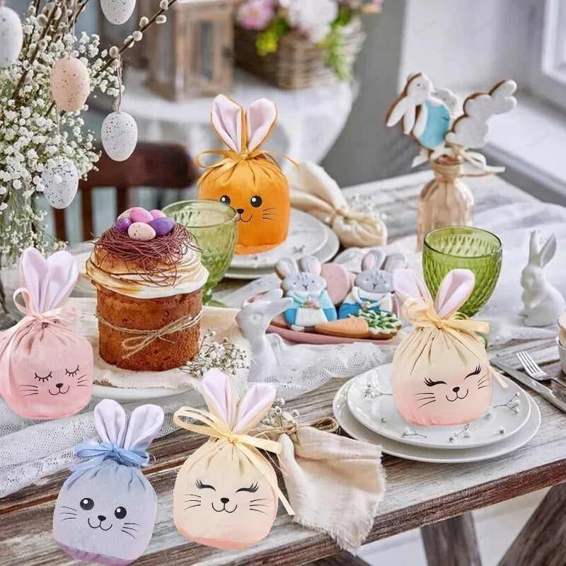 Easter Bunny Ears Velvet Drawstring Gift Bags – Party Favors