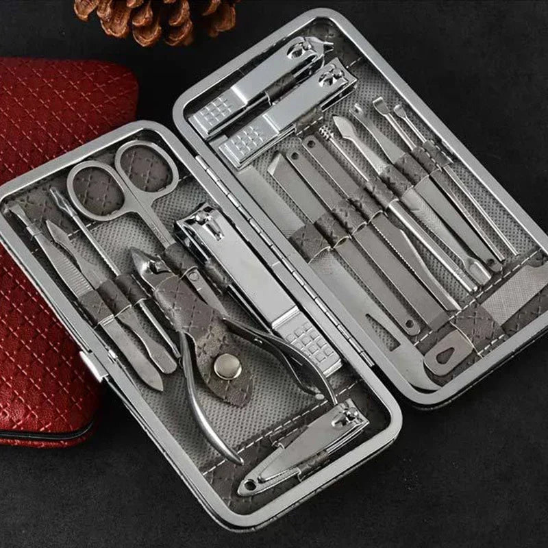 Professional Manicure Pedicure Tools, Ingrown ToeNail Trimmer, 19 in 1 Stainless Steel Peaceful Pleasures Health and Wellness