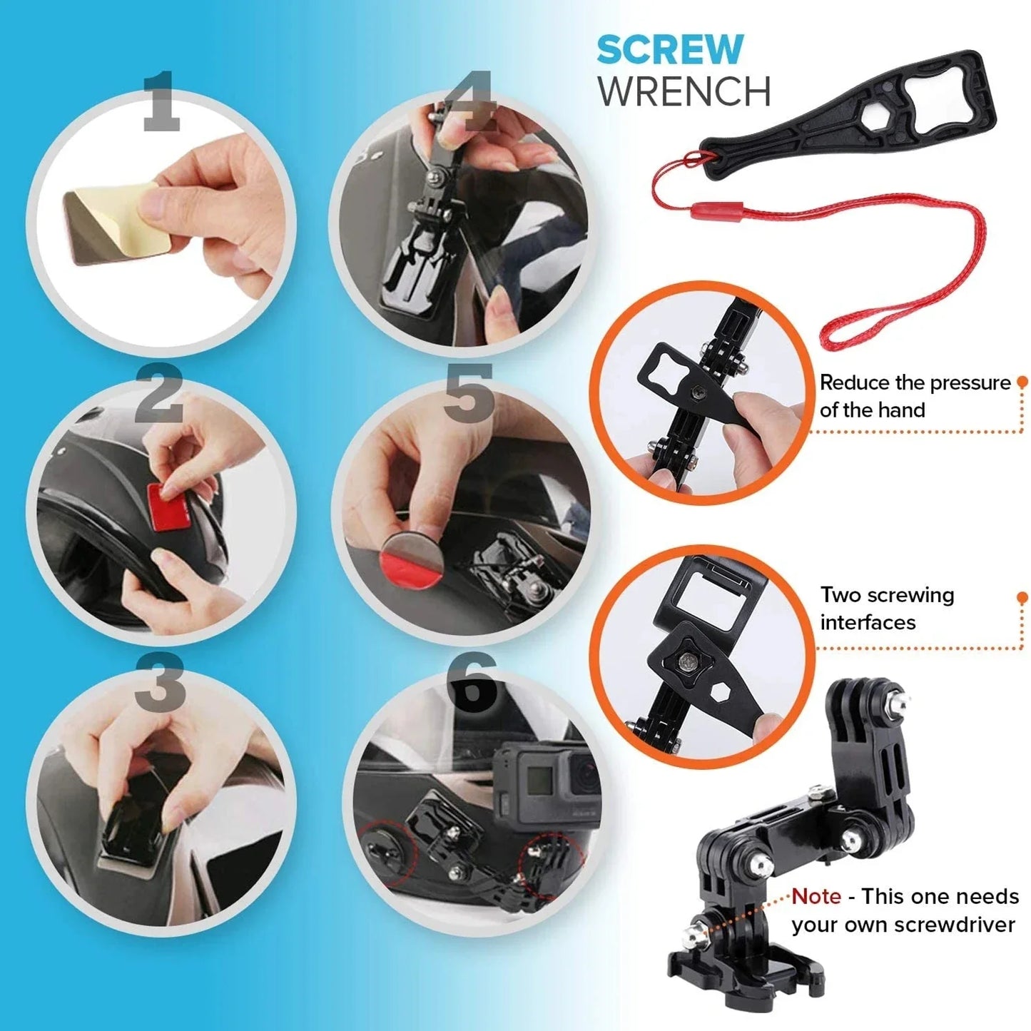 Motorcycle Helmet Chin Mount Kit for GoPro & Action Cameras