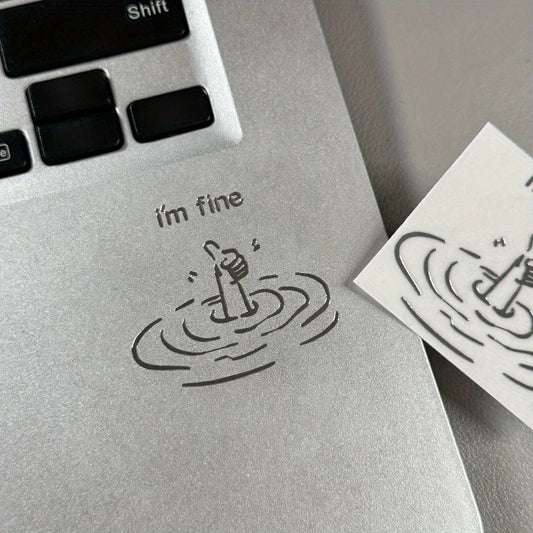 I'M Fine Funny Sarcastic Waterproof Laptop Sticker | Glossy Novelty Sticker Peaceful Pleasures Health and Wellness