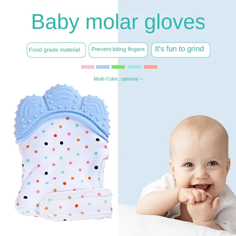 Soft Silicone Baby Tooth Glue Gloves Chewing Toy for Newborns Anti Biting Hand Gloves Teething Relief with Vocalize Design Peaceful Pleasures Health and Wellness