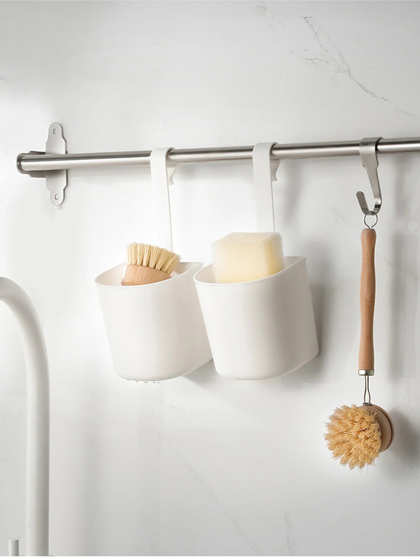 1Pcs Japanese Style Hanging Rod Adjustable Drainage Small Hanging Basket Kitchen Bathroom Hanging Storage Basket Storage Rack Peaceful Pleasures Health and Wellness