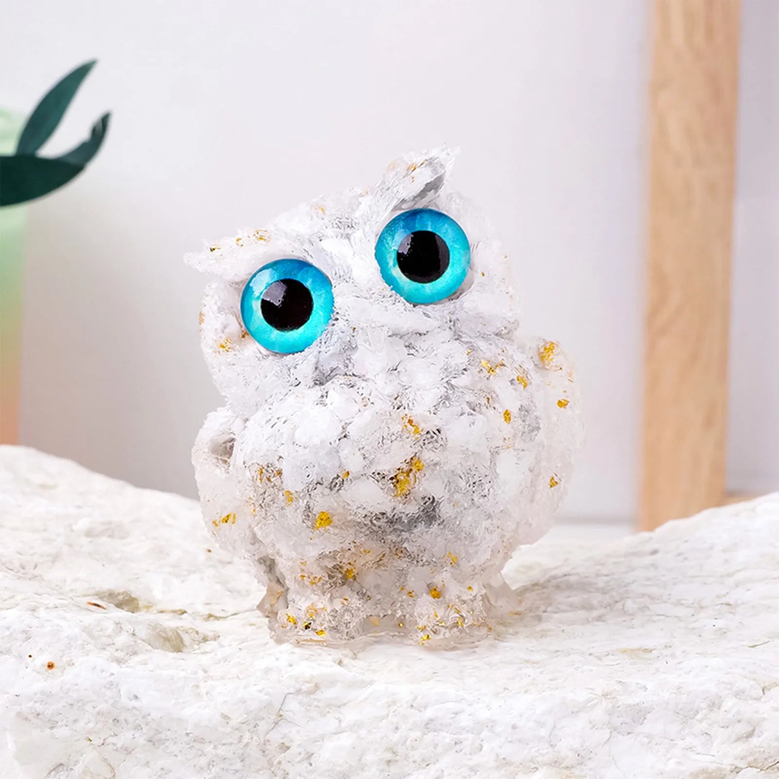 1PC Natural Owl Amethyst Rose Quartz Cute Animal Image Macadam Drip Glue Resin Owl Household Supplies Desktop Ornament Peaceful Pleasures Health and Wellness A One Size
