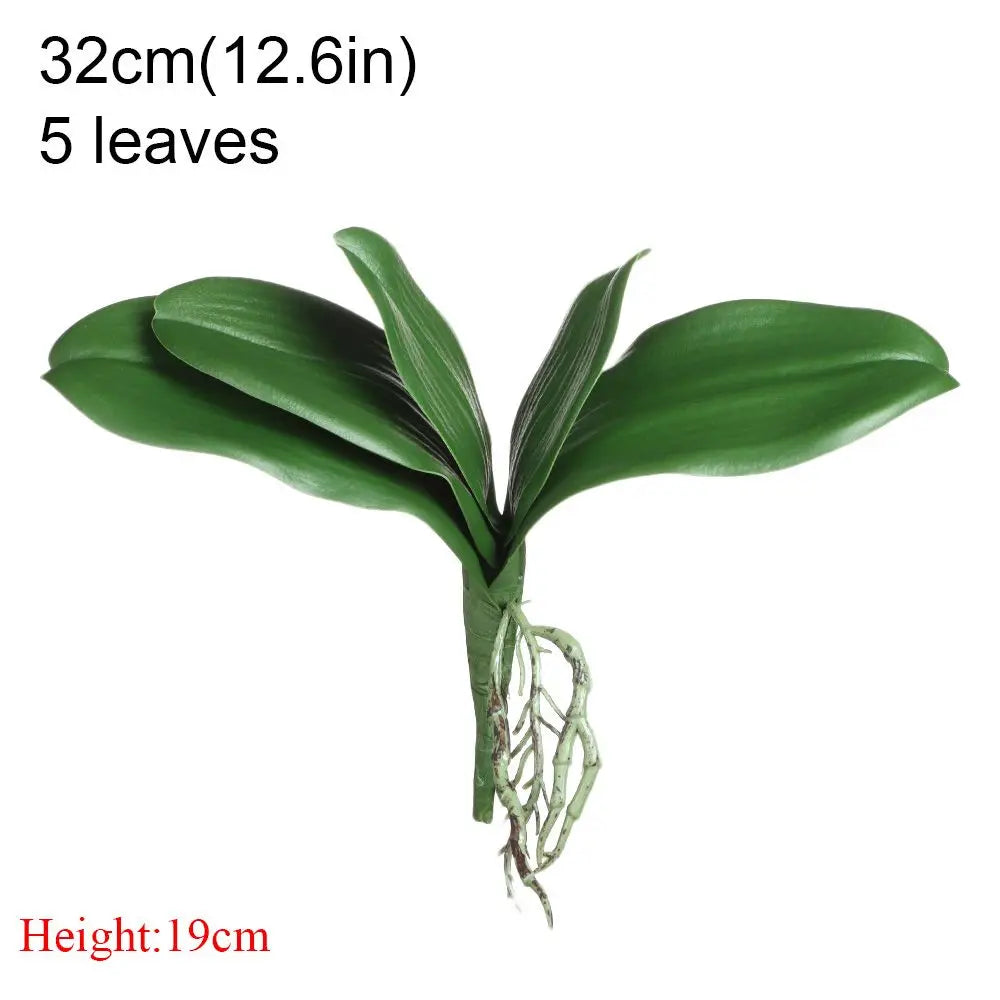 Artificial Phalaenopsis Orchid Leaf Bouquet | Faux Silk Home Decor