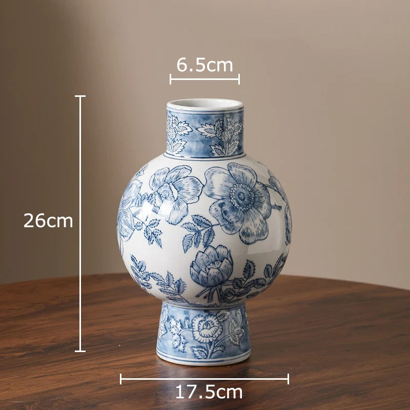 Blue & White Porcelain Vase | Tabletop Flower Décor