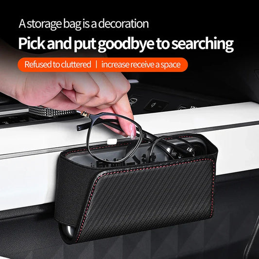 Self-Adhesive Car Storage Pocket PU Leather Organizer Car Interior Organizer Oasis Select