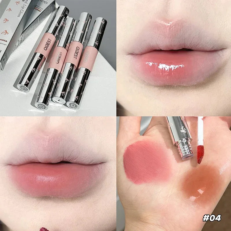 QIBEST Double Ended Lip Glaze Lasting Sexy Red Tint Liquid Lipstick Moisturizing Mirror Lip Stain Lightweight Korean Cosmetics Peaceful Pleasures Health and Wellness 04