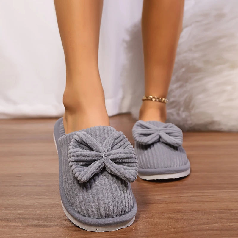 Women's Bow Slippers – Soft, Warm & Lightweight Indoor Shoes