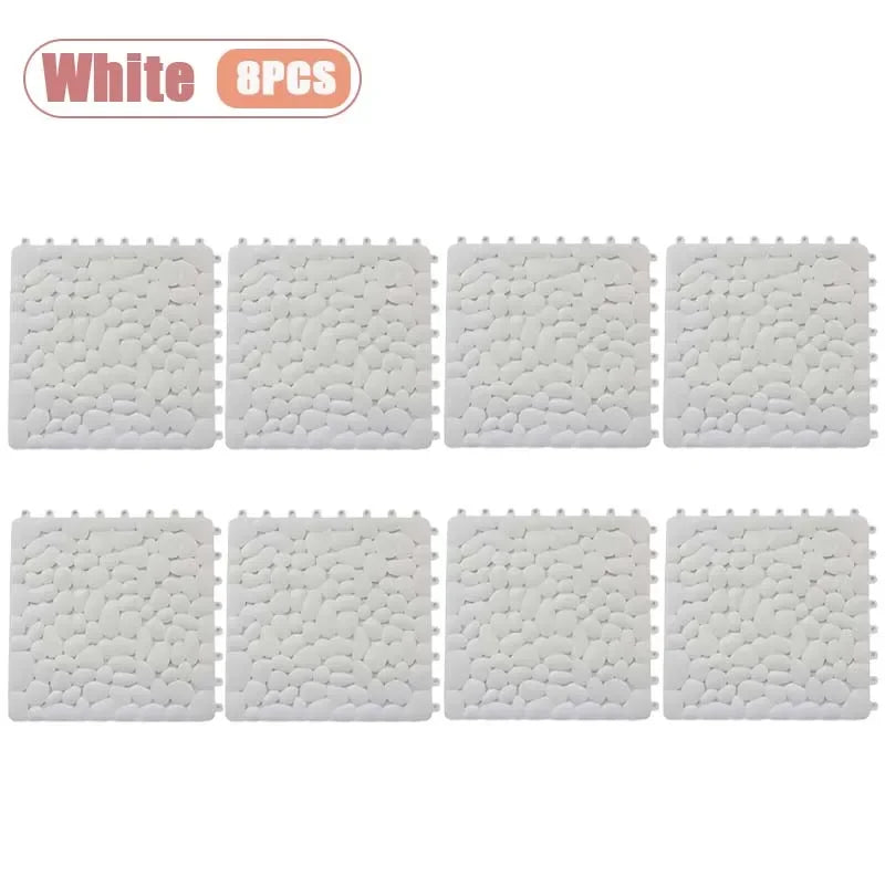 Non-Slip Pebble Bath Mat 30×30cm | Waterproof Splicing Shower Pad