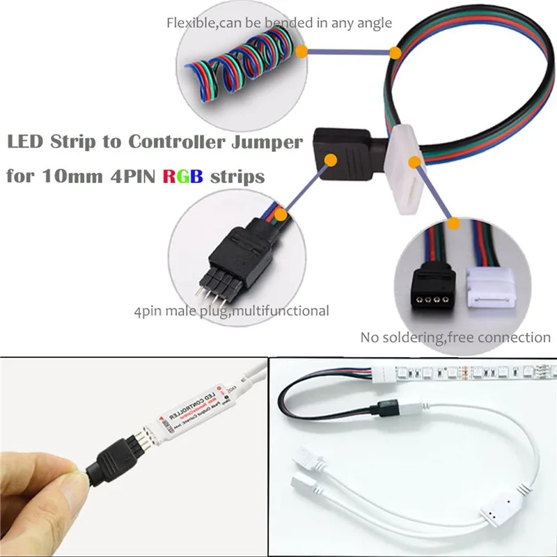 A36T-2 Set 16.4FT(5M) 4-Pin RGB LED Strip Extension Cable,LED Strips Connectors Kits For 5050 Flexible RGB LED Strip Light Peaceful Pleasures Health and Wellness