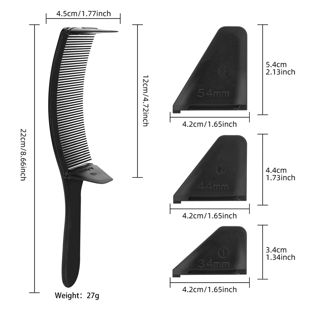 Curved Arced Hair Cutting Comb, Barber Flat Top Haircut Comb, Salon Hairdresser Tool for Hair Cutting, Anti-Slip Edge Design Peaceful Pleasures Health and Wellness
