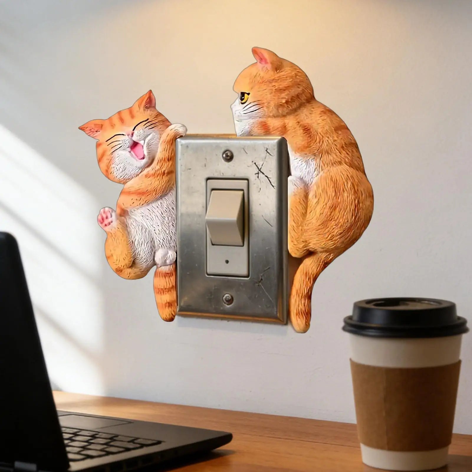 Light Panel Sticker 2-Piece 2D Removable Cartoon Cat Wall Art Decals For Light Panel For Home Office Kids Room Bedroom Kitchen Peaceful Pleasures Health and Wellness