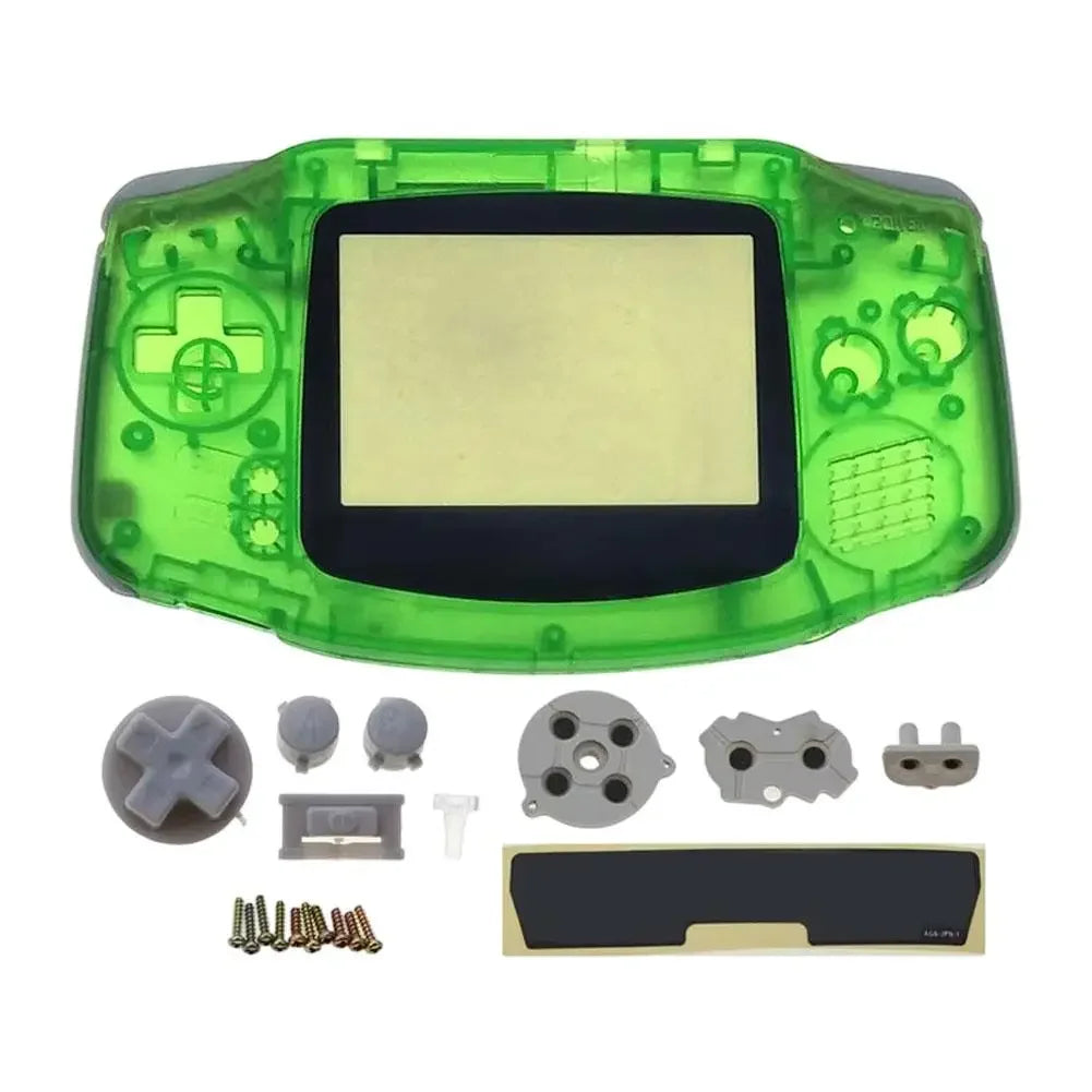 Full Housing Shell Replacement for Game Boy Advance GBA Clear Transparent Custom Case Cover Buttons Screws Full Set DIY Repair Peaceful Pleasures Health and Wellness Clear Green