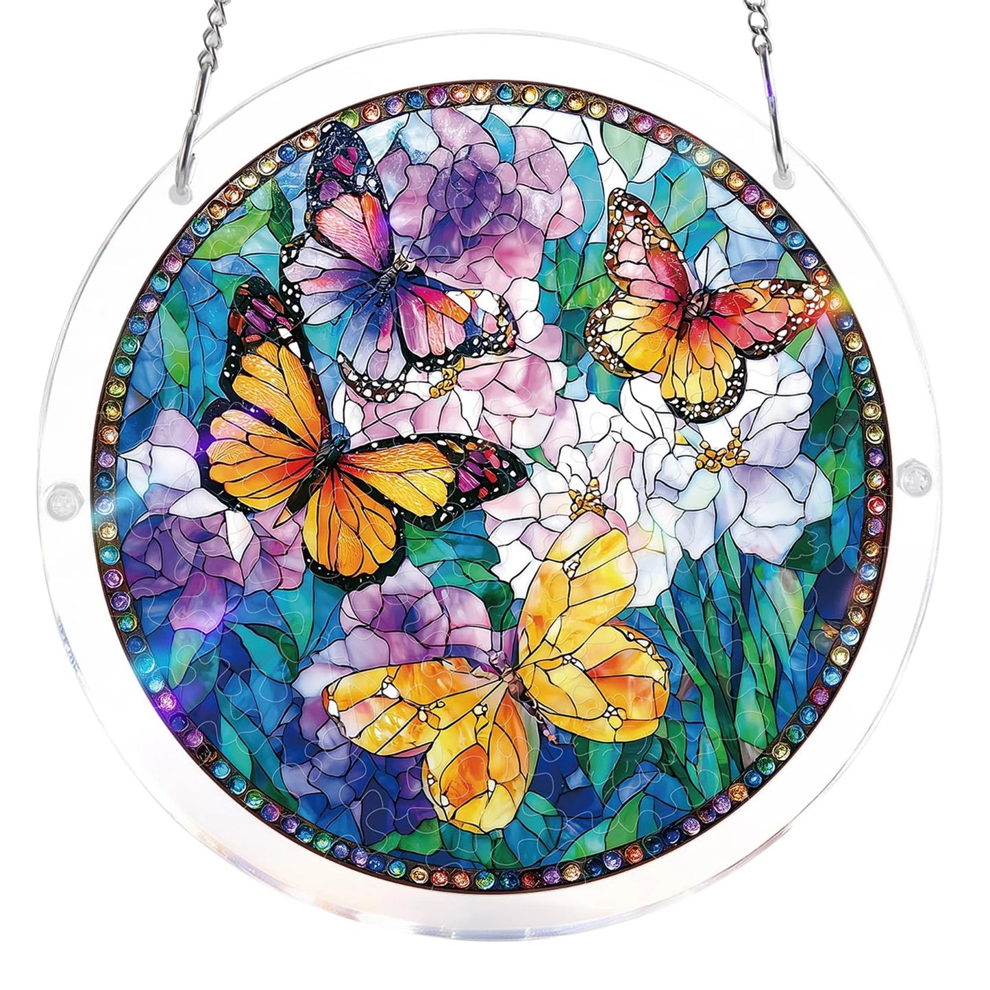 Sun Catcher Puzzle Curtain Decoration Unique Acrylic Sun Catcher Puzzle Kit 7.36 Inch for Doors Garden and Window Hanging Home Peaceful Pleasures Health and Wellness B