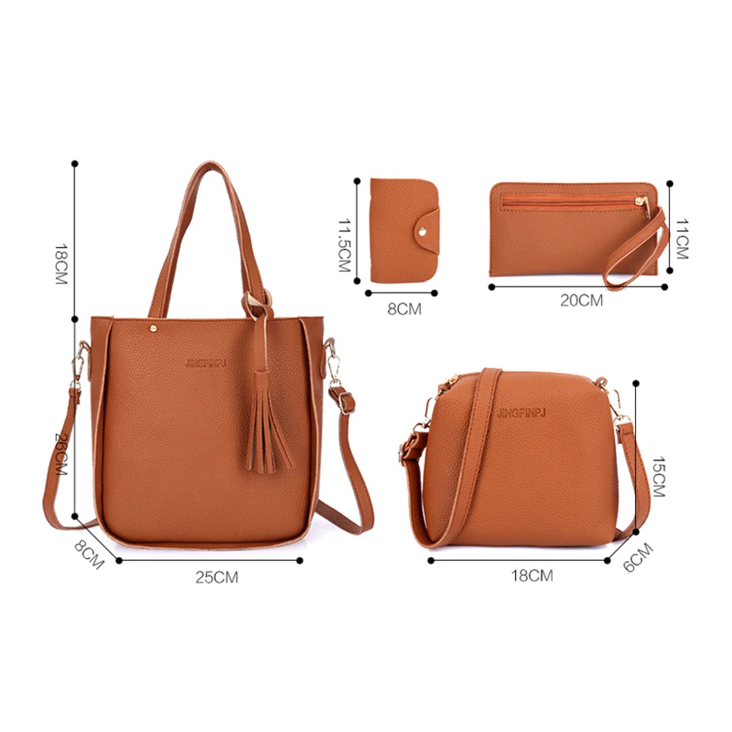 4pcs/set Women Elegant Tote Bags Heavy Duty Multiple Colors Available Bag for Eyeglasses Phones Cosmetics Peaceful Pleasures Health and Wellness