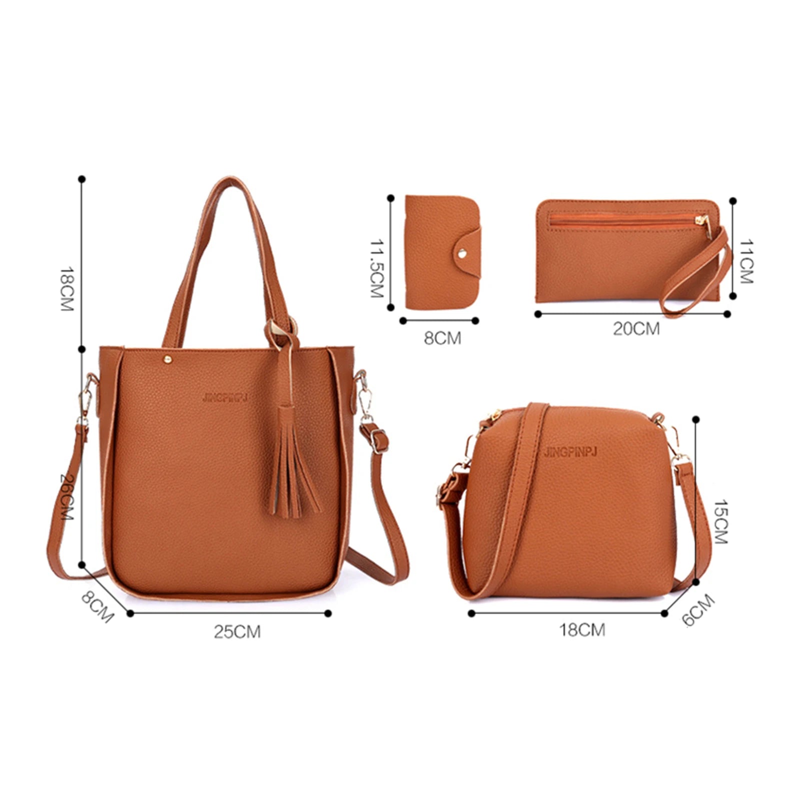 4pcs/set Women Elegant Tote Bags Heavy Duty Multiple Colors Available Bag for Eyeglasses Phones Cosmetics Peaceful Pleasures Health and Wellness