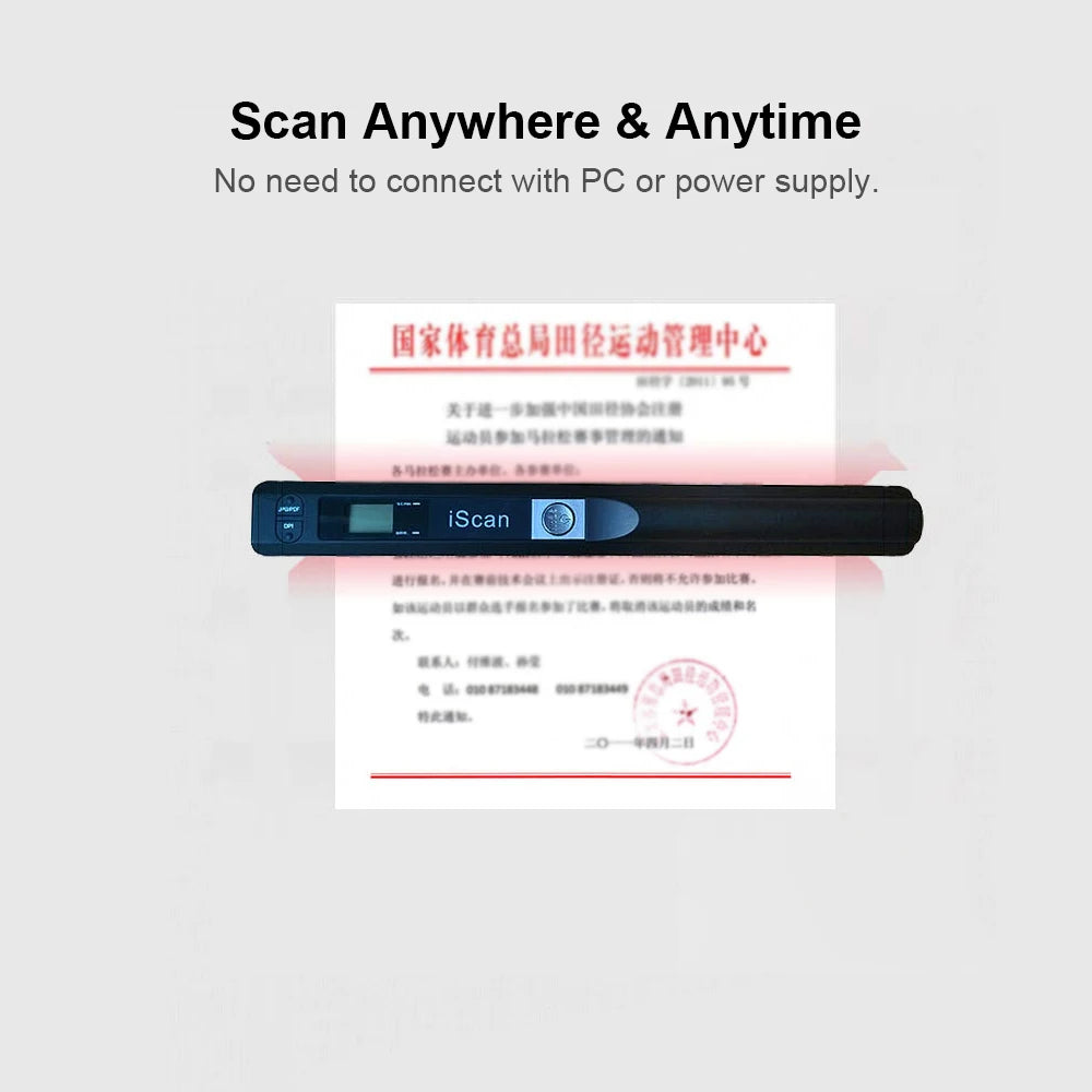iScan Portable Handheld A4 Document Scanner | 900 DPI JPG PDF