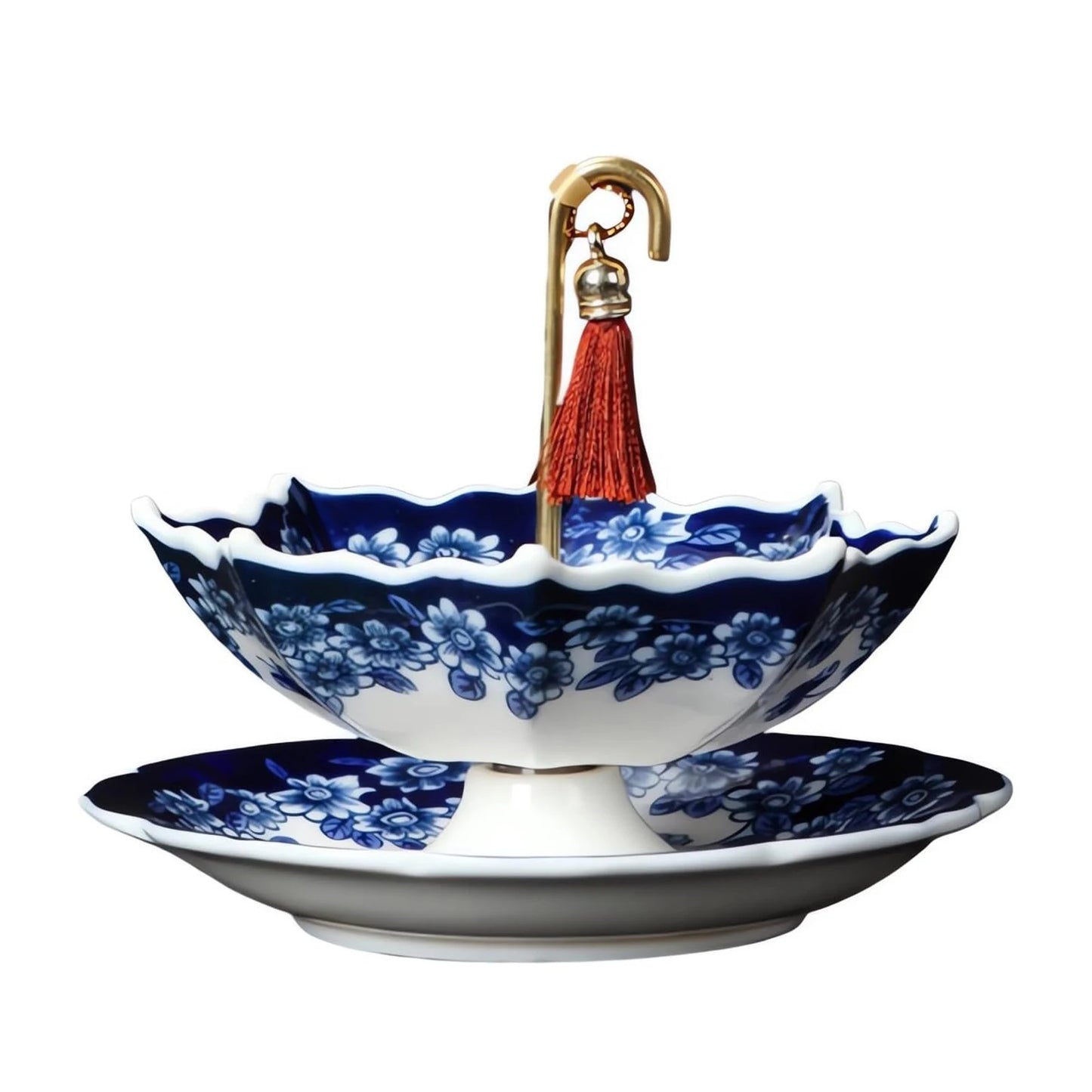 Umbrella Tea Infuser Chinese Blue & White Porcelain Umbrella Tea Strainer Traditional Oriental Kung Fu for Brewing Peaceful Pleasures Health and Wellness