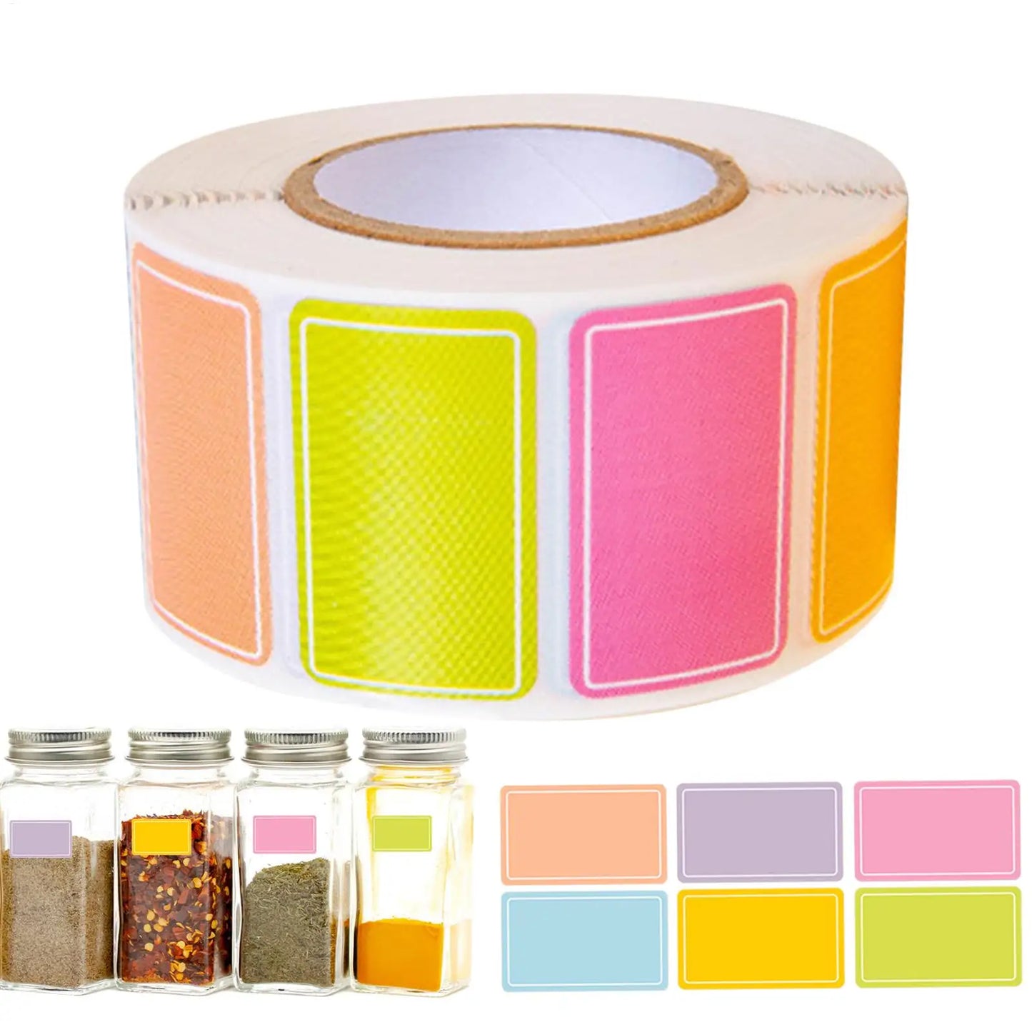 500-Pack Colored Waterproof Label Stickers – Food, Name & Date