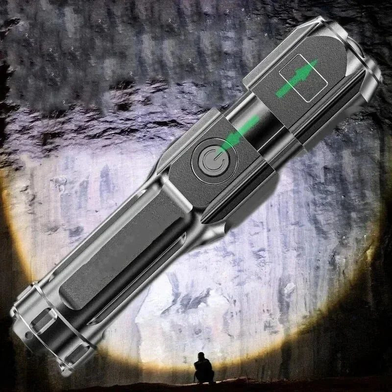 Rechargeable Zoom LED Tactical Flashlight – 4 Modes, 100m