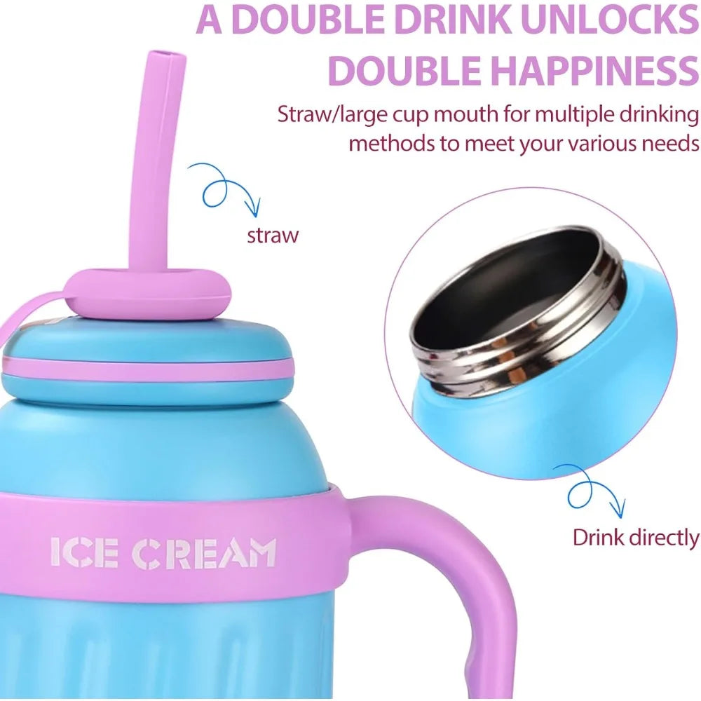 32oz Insulated Stainless Steel Water Bottle | Straw Lid & Handle