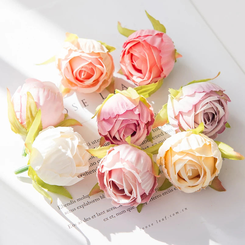 Silk Rose Heads Artificial Flowers 10/50pcs – Wedding & Home Decor