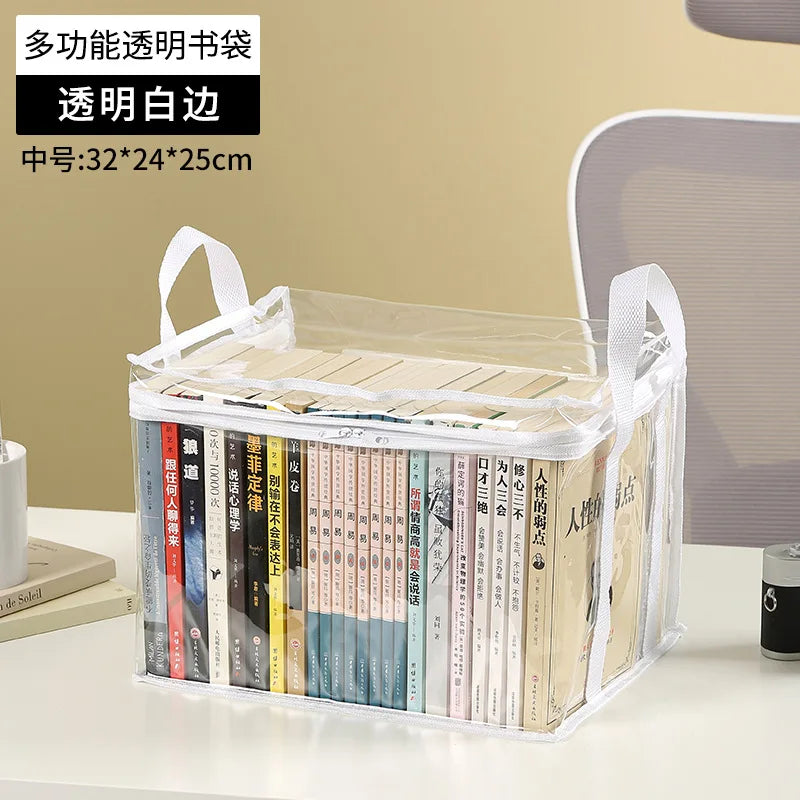 Foldable Book Box Student Dormitory Classroom Organizer Transparent
