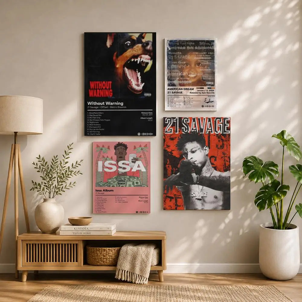 21 Savage HD Rapper Poster | Self-Adhesive Waterproof Wall Art Rapper Wall Poster Peaceful Pleasures Health and Wellness