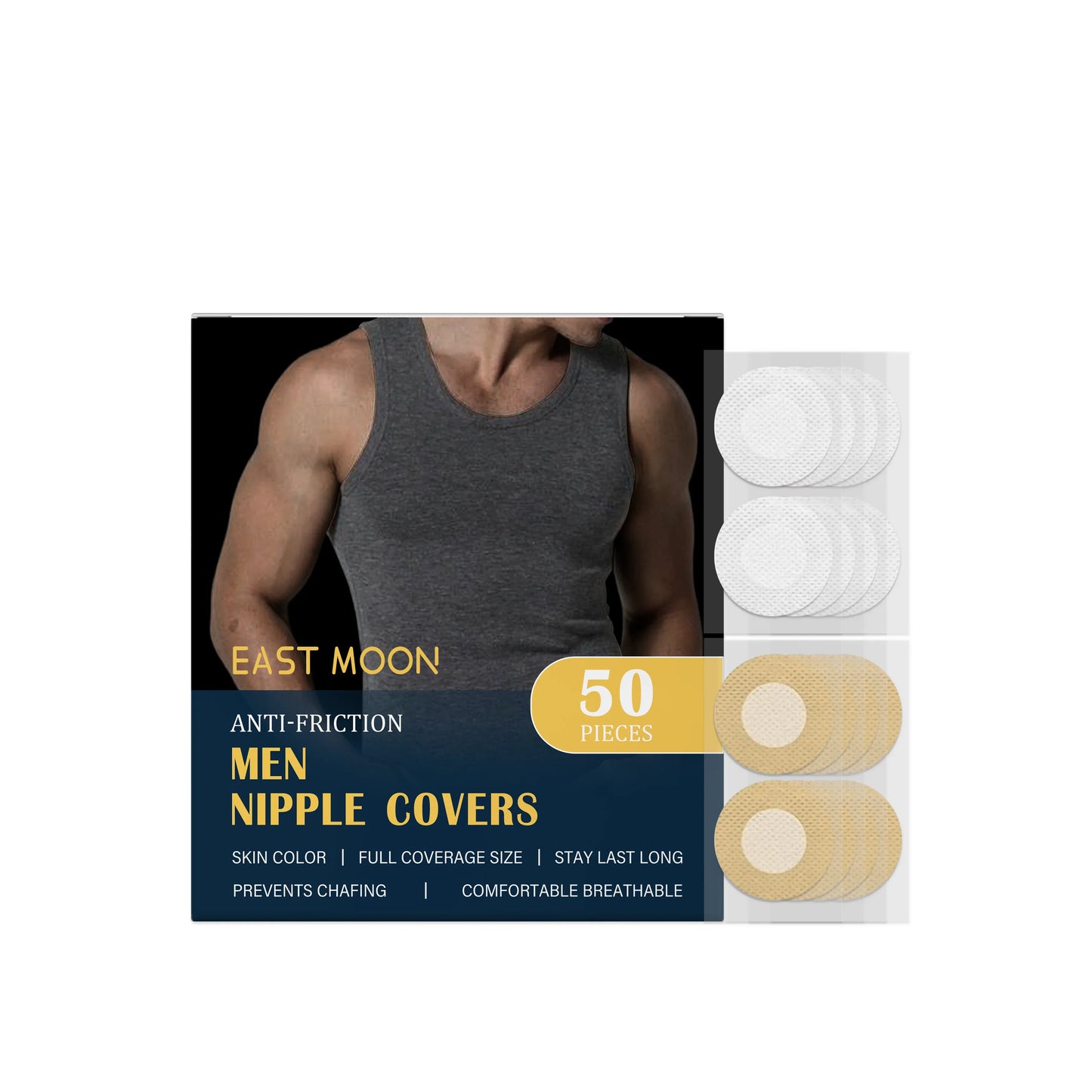 Men's Waterproof Nipple Cover Stickers – 50 Pack Sports Patches