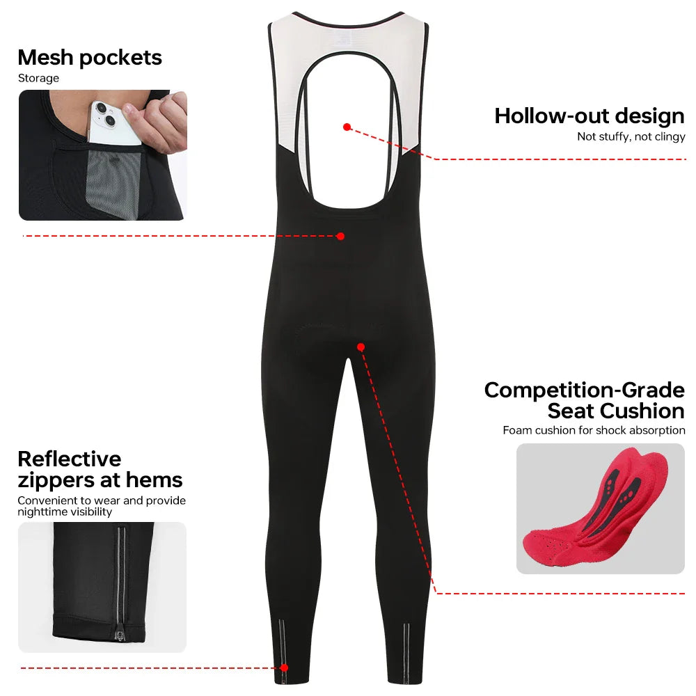 X-TIGER Men's Winter Cycling Bib Pants | Gel Padded Windproof