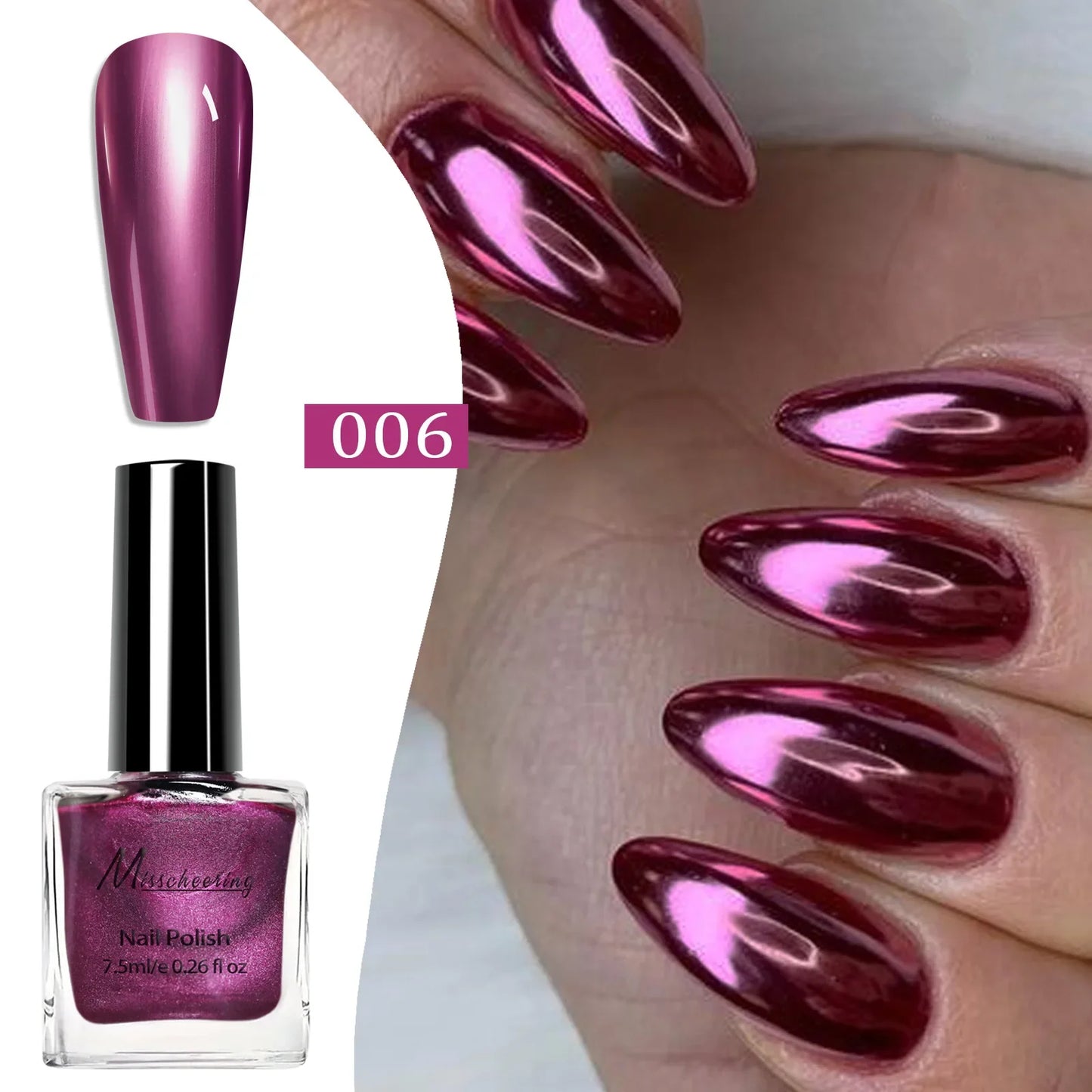 Chrome Mirror Nail Polish – 12 Metallic Shades, No UV Lamp