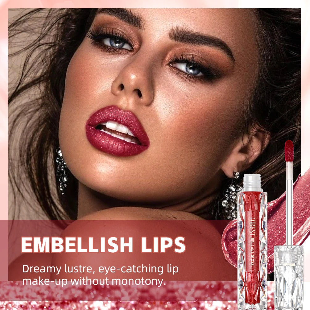 QIBEST 10 Colors Matte Shiny Glitter Liquid Lipstick Shiny Lip Gloss Diamond Waterproof Long Lasting Lipgloss Women Lips Makeup Peaceful Pleasures Health and Wellness