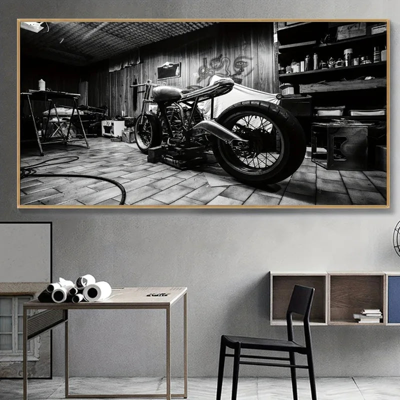 Motorcycle Canvas Wall Art Print | Unframed Modern Poster Canvas Wall Art Peaceful Pleasures Health and Wellness