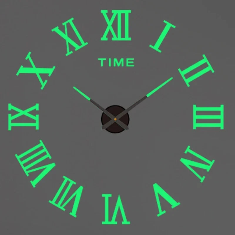 Modern 3D DIY Acrylic Mirror Wall Clock – Large Quartz Frameless Design