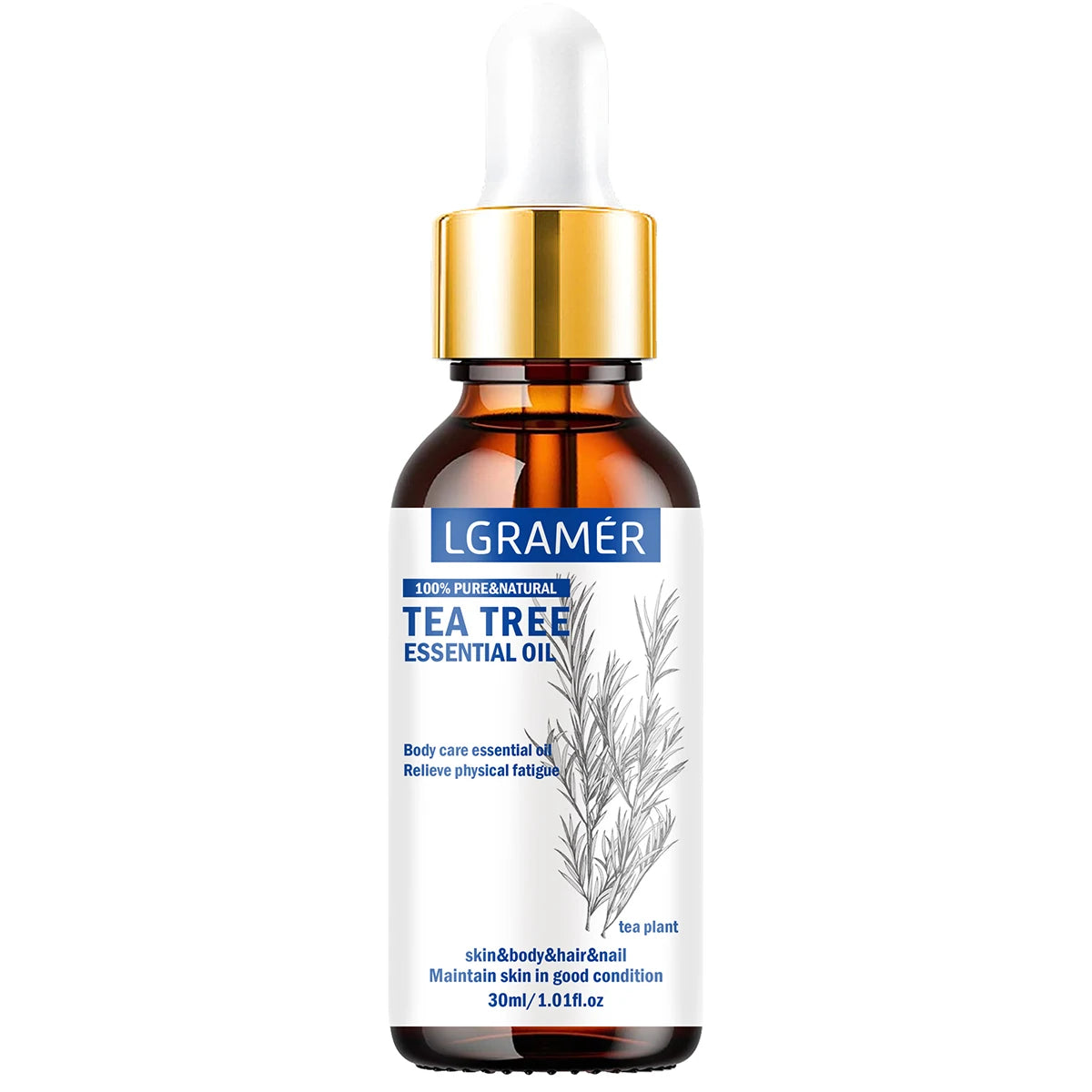 LGRAMER 30ml Pure Tea Tree Essential Oil – Aromatherapy & Massage