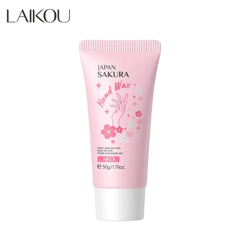 LAIKOU Cherry Blossom Honey Milk Hand Wax Mask – Exfoliating & Moisturizing Peaceful Pleasures Health and Wellness 50g Hand wax