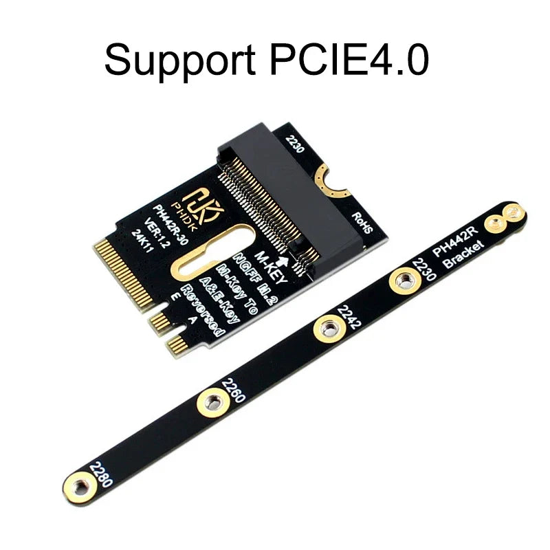 M.2 A+E Key to NVMe SSD Adapter PCIe 4.0 Riser Card | 2230–2280