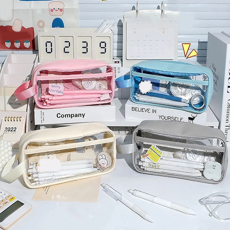 Transparent Large Capacity Pencil Case – Waterproof PVC Pouch